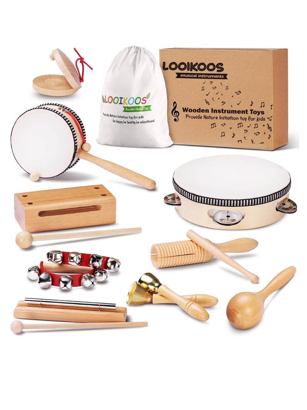 Musical Instruments for Kids Montessori Natural Wooden Montessori Percussion Set